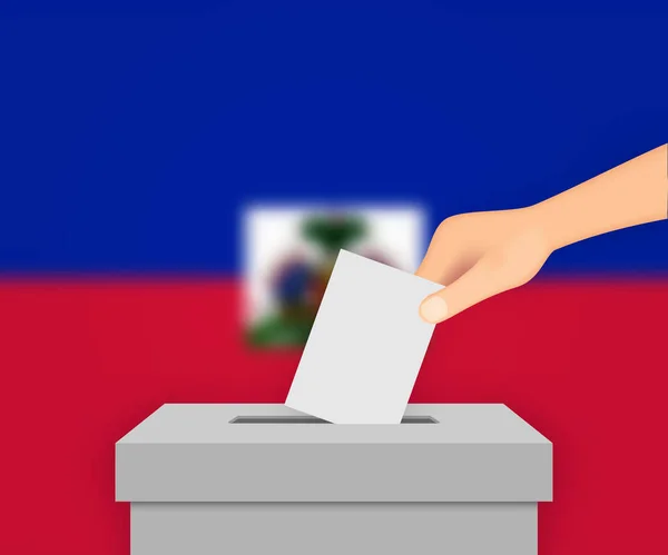 Haiti Votar Fundo Bandeira Eleitoral Caixa Cédula Com Bandeira Embaçada —  Vetores de Stock