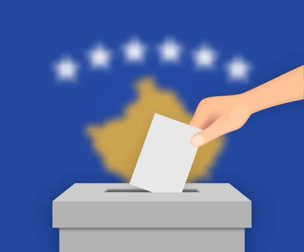 Kosovo Vota Antecedentes Electorales Caja Votación Con Bandera Borrosa — Vector de stock