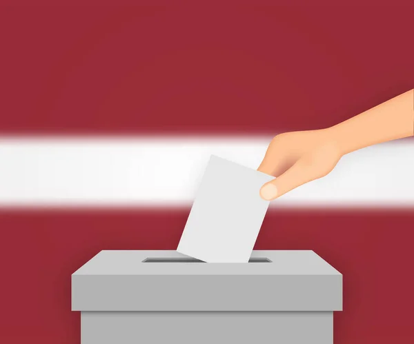 Lettland Wählt Wahlbanner Hintergrund Wahlurne Mit Verschwommener Flagge — Stockvektor