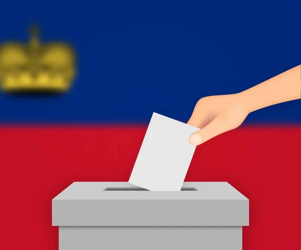 Liechtenstein Vote Bannière Électorale Arrière Plan Boîte Scrutin Avec Drapeau — Image vectorielle