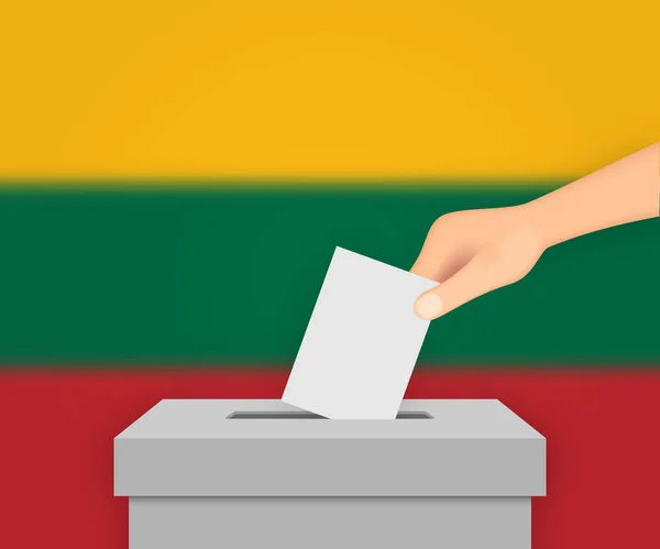 Lituânia Votar Fundo Bandeira Eleitoral Caixa Cédula Com Bandeira Embaçada —  Vetores de Stock