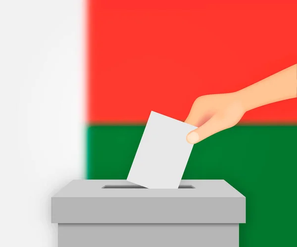 Madagaskar Seçim Sancağına Veriyor Bulanık Bayraklı Sandığı — Stok Vektör