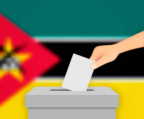 Moçambique Votar Fundo Bandeira Eleitoral Caixa Cédula Com Bandeira Embaçada —  Vetores de Stock