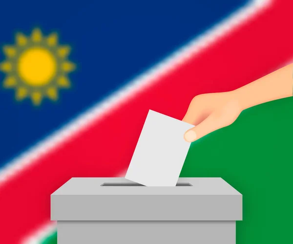 Namíbia Votar Fundo Bandeira Eleitoral Caixa Cédula Com Bandeira Embaçada —  Vetores de Stock