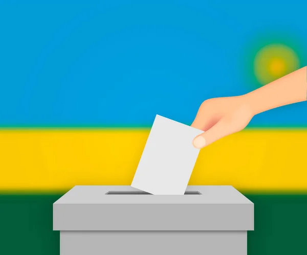 Ρουάντα Ψηφίζουν Σημαία Φόντο Εκλογές Κουτί Ψηφοδελτίων Θολή Σημαία — Διανυσματικό Αρχείο