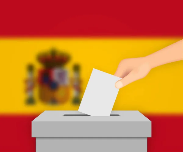 Spagna Votare Sfondo Banner Elettorale Votazione Con Bandiera Sfocata — Vettoriale Stock
