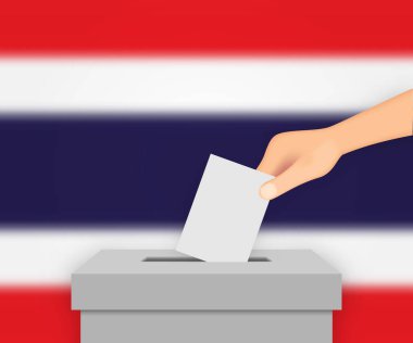 Tayland seçim pankartı geçmişi. Bulanık bayraklı oy sandığı