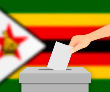 Zimbabwe 'nin seçim pankartı geçmişi. Bulanık bayraklı oy sandığı