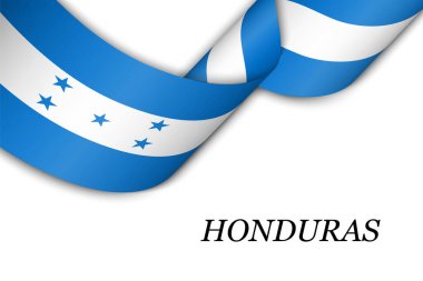 Honduras bayrağıyla kurdele ya da bayrak sallamak. Bağımsızlık Günü poster tasarımı için şablon
