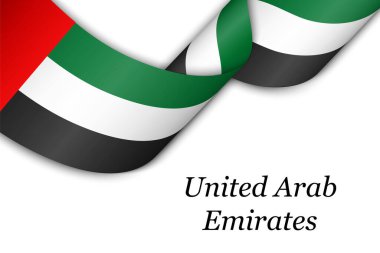 Birleşik Arap Emirlikleri bayrağıyla kurdele ya da bayrak sallıyor. Bağımsızlık Günü poster tasarımı için şablon