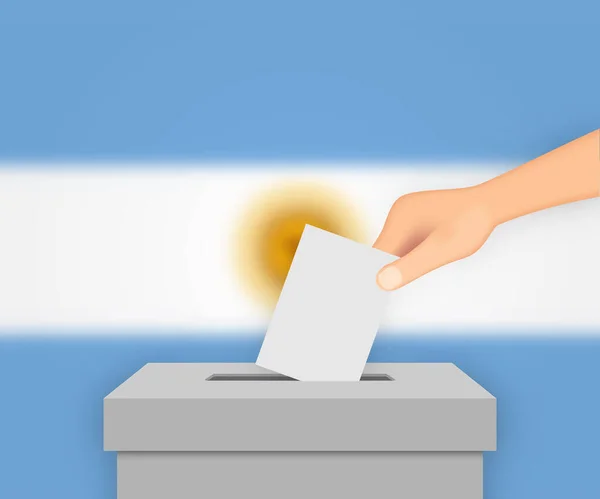 Argentina Volební Banner Pozadí Hlasovací Urna Rozmazaným Příznakem — Stockový vektor