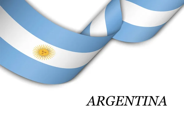 Fita Ondulante Bandeira Com Bandeira Argentina Modelo Para Projeto Cartaz —  Vetores de Stock