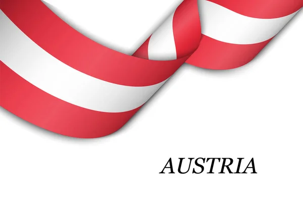 飘扬着奥地利国旗的带子或横幅 独立日海报设计模板 — 图库矢量图片