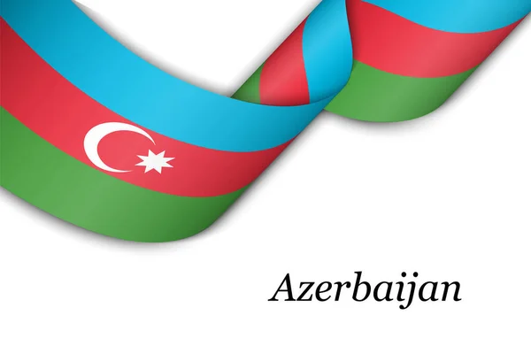 Azerbaycan Bayrağıyla Kurdele Bayrak Sallıyor Bağımsızlık Günü Poster Tasarımı Için — Stok Vektör