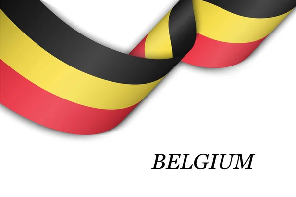 Ruban Bannière Avec Drapeau Belgique Modèle Pour Conception Affiche Journée — Image vectorielle