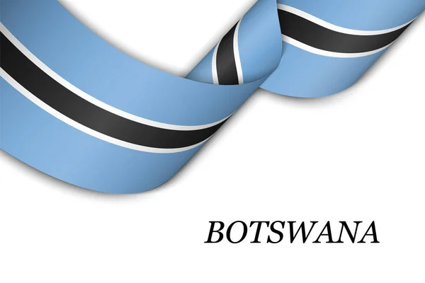 Cinta Ondeante Estandarte Con Bandera Botswana Plantilla Para Diseño Póster — Vector de stock