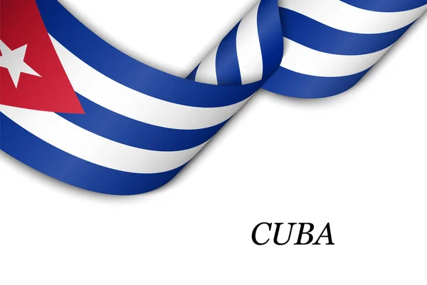Cinta Ondeando Estandarte Con Bandera Cuba Plantilla Para Diseño Póster — Archivo Imágenes Vectoriales