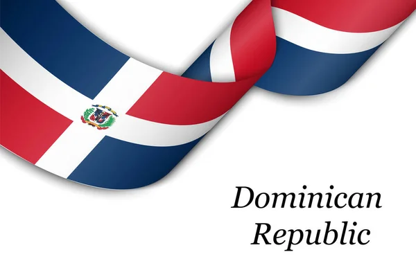 Cinta Ondeante Pancarta Con Bandera República Dominicana Plantilla Para Diseño — Archivo Imágenes Vectoriales