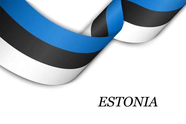 Zwaaiend Lint Spandoek Met Vlag Van Estland Model Voor Het — Stockvector