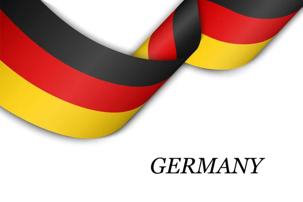 Cinta Ondeando Bandera Con Bandera Alemania Plantilla Para Diseño Póster — Archivo Imágenes Vectoriales