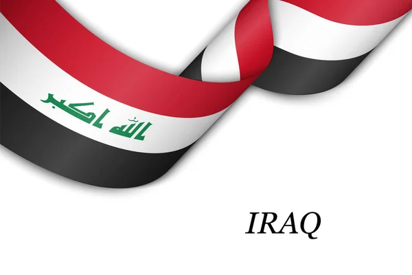 Ruban Bannière Avec Drapeau Irak Modèle Pour Conception Affiche Journée — Image vectorielle