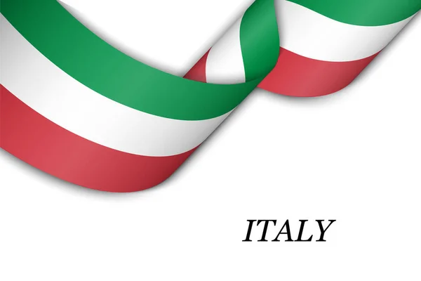 Nastro Sventolante Striscione Con Bandiera Italiana Modello Design Del Poster — Vettoriale Stock