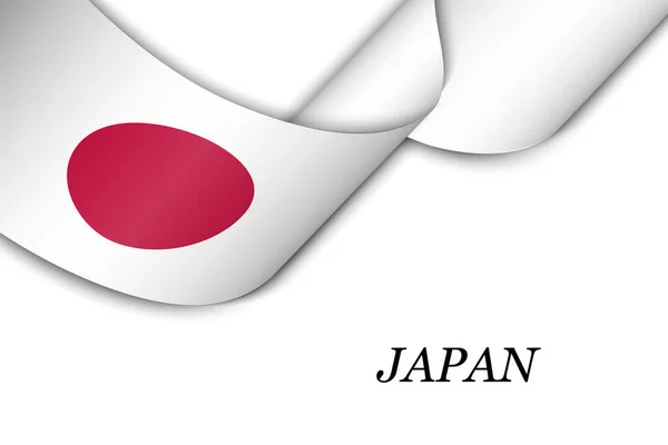 Cinta Ondeando Bandera Con Bandera Japón Plantilla Para Diseño Póster — Vector de stock