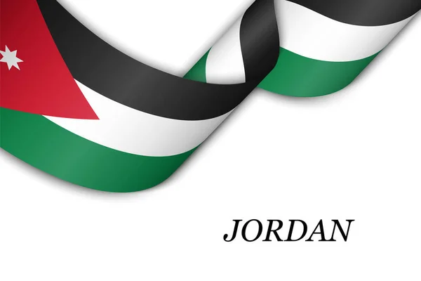 Machająca Wstążka Lub Sztandar Flagą Jordanii Szablon Projektowania Plakatów Dni — Wektor stockowy