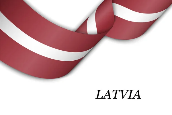 Waving Ribbon Banner Flag Latvia Template Independence Day Poster Design — Stock Vector