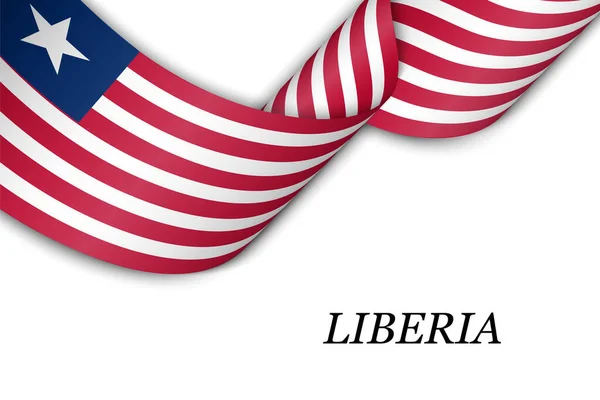 Cinta Ondeante Estandarte Con Bandera Liberia Plantilla Para Diseño Póster — Archivo Imágenes Vectoriales