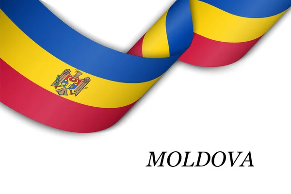 Mávání Stuhou Nebo Praporem Vlajkou Moldavska Šablona Pro Design Plakátu — Stockový vektor