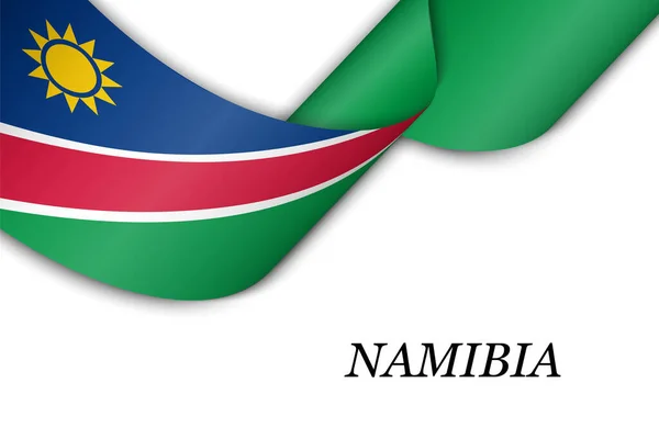 Cinta Ondeante Estandarte Con Bandera Namibia Plantilla Para Diseño Póster — Archivo Imágenes Vectoriales