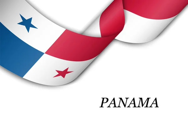 Ruban Agitation Bannière Avec Drapeau Panama Modèle Pour Conception Affiche — Image vectorielle