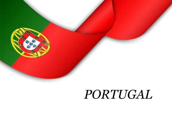リボンや旗をポルトガルの旗で振ってください 独立記念日ポスターデザインのテンプレート — ストックベクタ