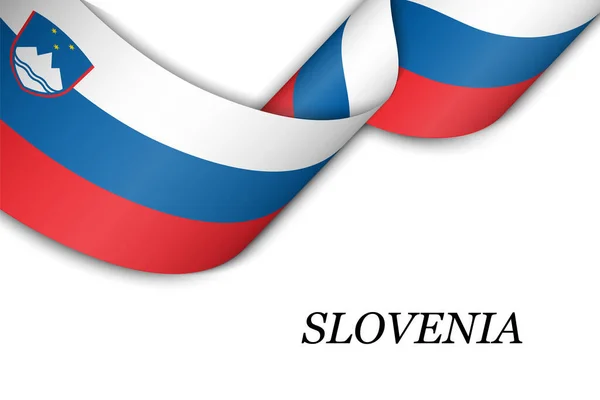 Zwaaiend Lint Spandoek Met Vlag Van Slovenië Model Voor Het — Stockvector