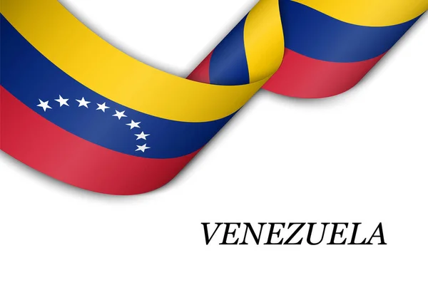 Fita Ondulante Bandeira Com Bandeira Venezuela Modelo Para Projeto Cartaz — Vetor de Stock