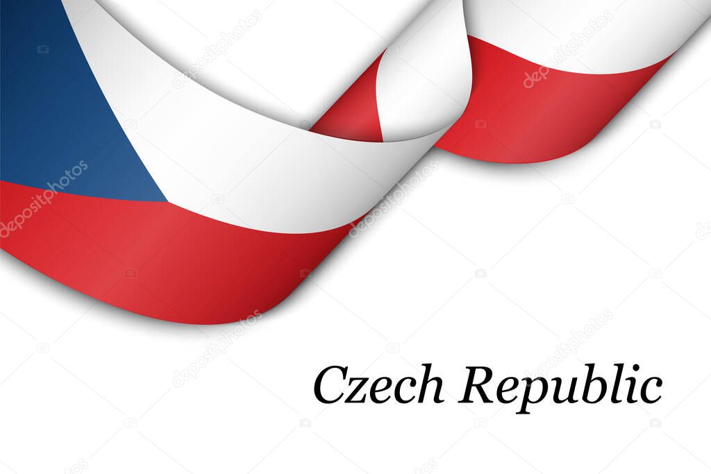 Waving ribbon or banner with flag of Czech Republic. Template for independence day poster design