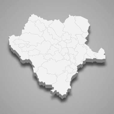 Durango 'nun 3d haritası bir Meksika eyaleti, vektör illüstrasyonudur.