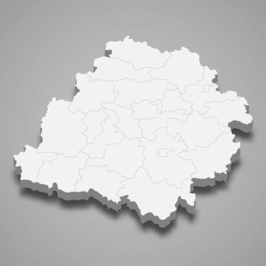 Lodz Voyvoda 'nın 3d haritası, Polonya' nın vektör ilüstrasyonunda yer alan bir vilayet.