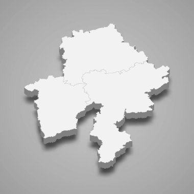 Namur 'un 3d haritası, Belçika' nın vektör illüstrasyonunda yer alan bir vilayet.