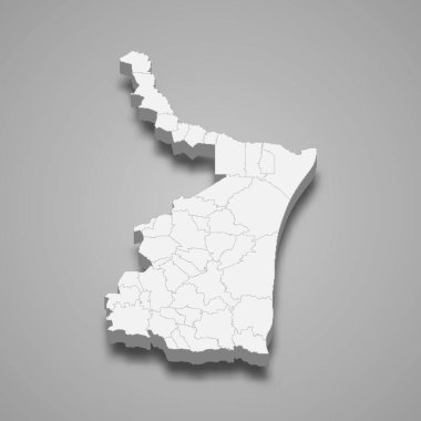Tamaulipas 'ın 3d haritası Meksika' nın bir eyaletidir.