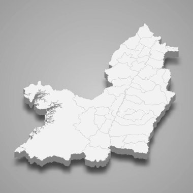Valle del Cauca 'nın 3d haritası Kolombiya' nın bir departmanıdır.