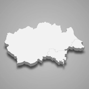 Durham 'ın 3D haritası, İngiltere' nin törensel bir ilçesidir.