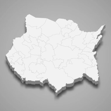 Morelos 'un 3d haritası bir Meksika eyaleti, vektör illüstrasyonudur.