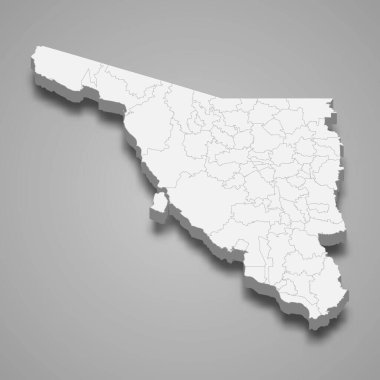 Sonora 'nın 3d haritası bir Meksika eyaletidir.