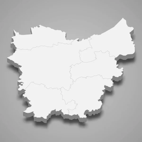 东法兰德斯的3D地图是比利时的一个省 矢量图解 — 图库矢量图片