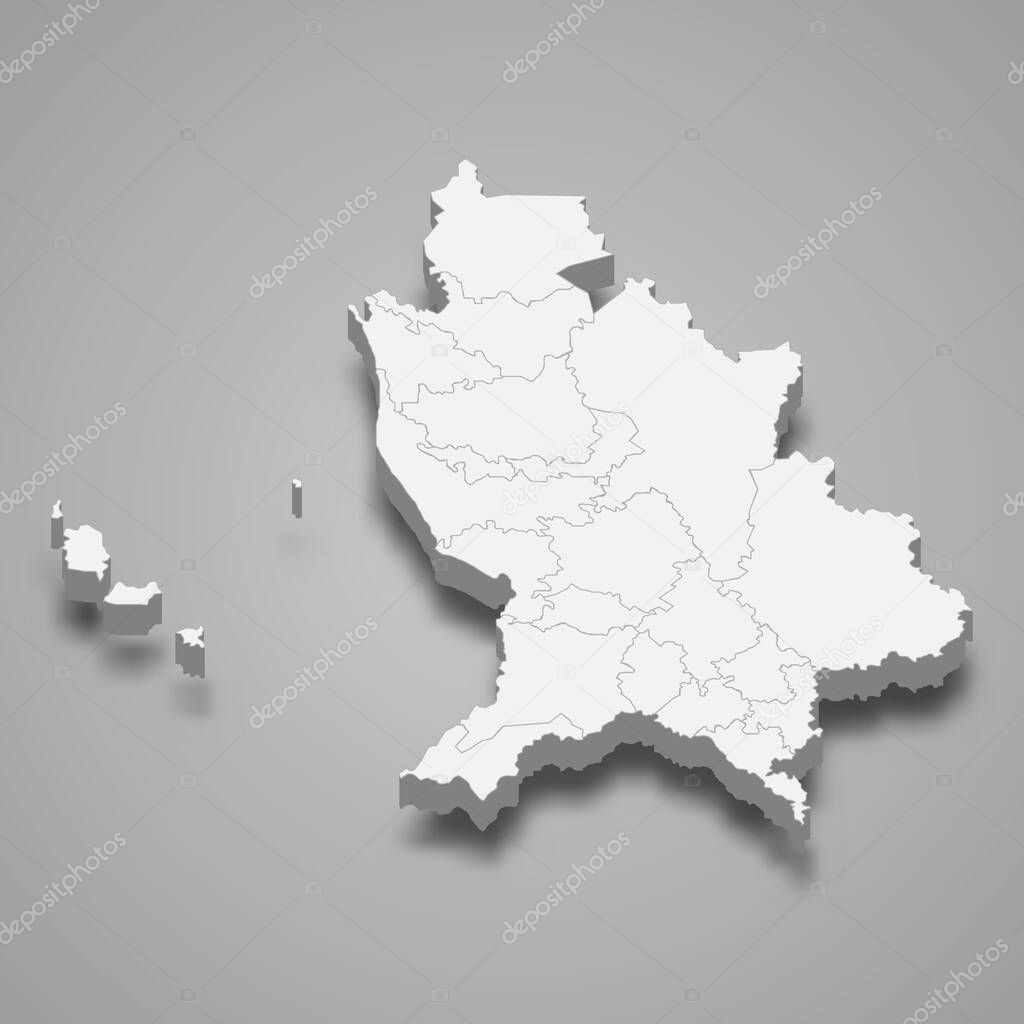 3d map of Nayarit is a state of Mexico, vector illustration