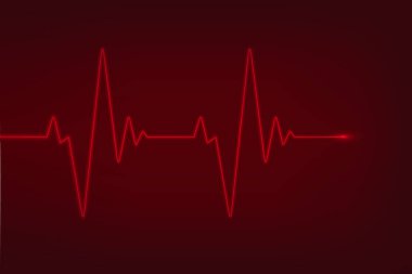 Kalp atışı neon ışığı etkisi. Tasarımınız için EKG kalp atış şablonu