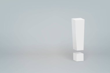 Sahne arkasında 3d ünlem işareti sembolü, tasarımınız için şablon