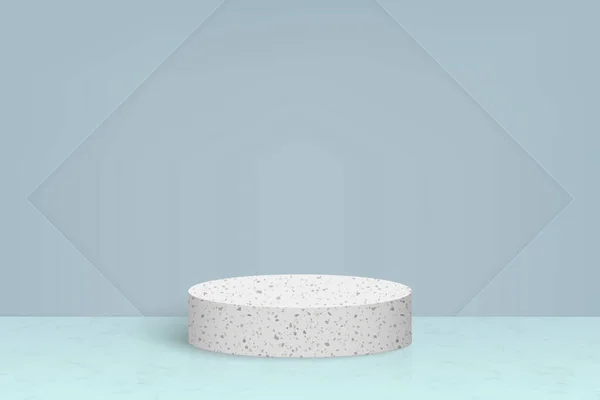 Terrazzo mermer taş podyumlu 3D minimal sahne, tasarımınız için kozmetik profil şablonu — Stok Vektör